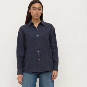 Assembly label women’s linen‎ navy button down size 14 Lagenlook resort wear